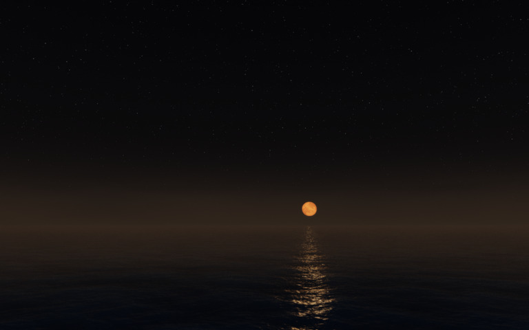 Moonrise. The moon takes all night, and takes it well.