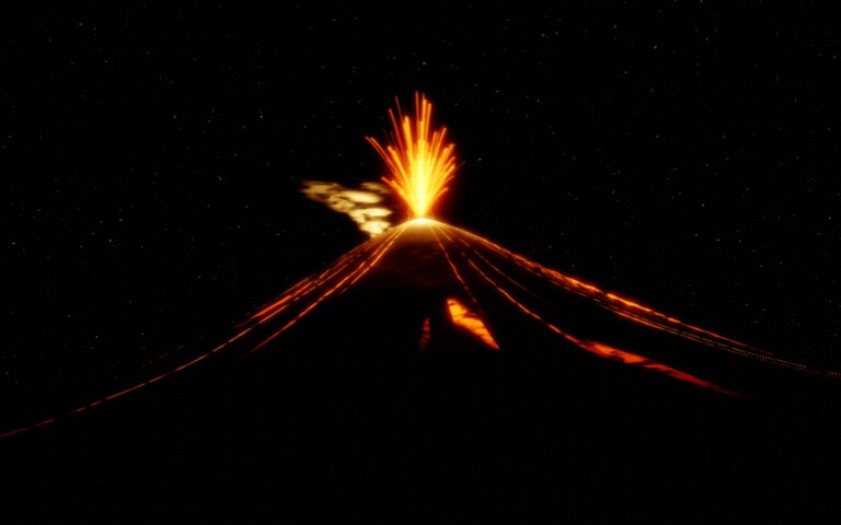 Stromboli. The mountain wakes in the dark.
